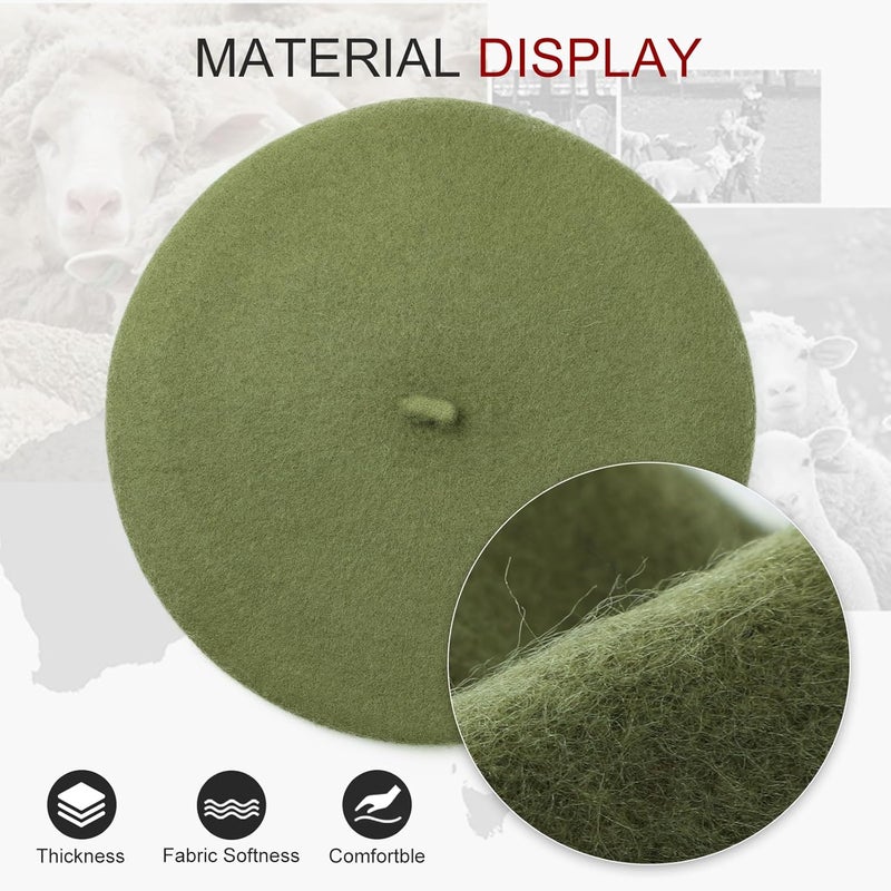 Sumolux Women Beret Hat Wool Vintage French Solid Color Classic Winter Cap - Image 3